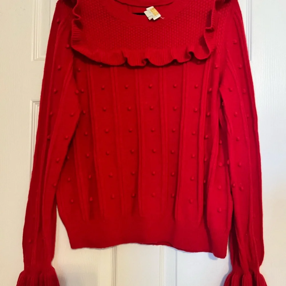 kate spade Red Ruffle Sweater - Picture 3 of 4